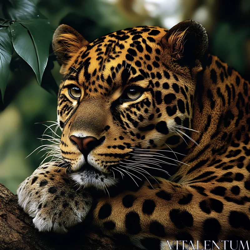 Resting Leopard in Jungle AI Image