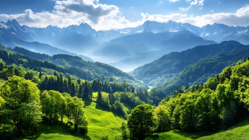 Lush Green Valley with Mountain Backdrop