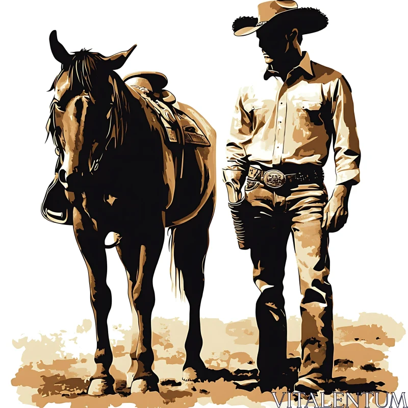 AI ART Western Cowboy Art with Horse