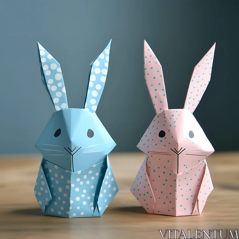 Pastel Origami Bunnies AI Image