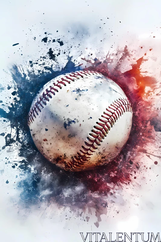 AI ART Abstract Baseball Art with Colorful Paint Splashes  AI Generated Image