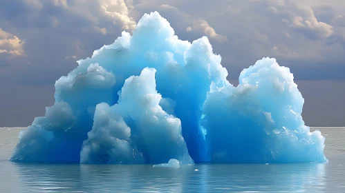 Icy Blue Glacier in Serene Waterscape