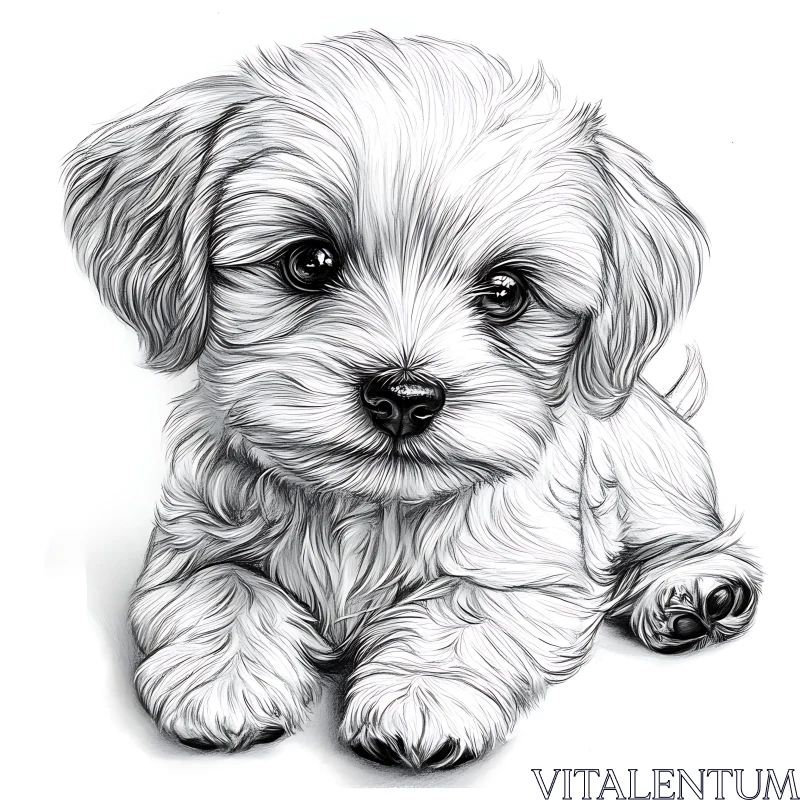 Charming Fluffy Puppy Artwork AI Image