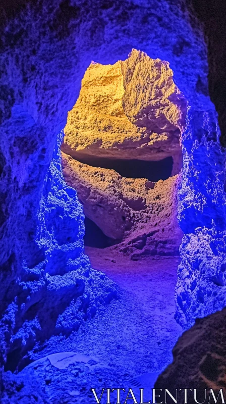 Glowing Cave Rock Formations AI Image