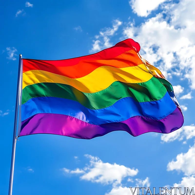 Pride Flag Against a Cloudy Sky AI Image