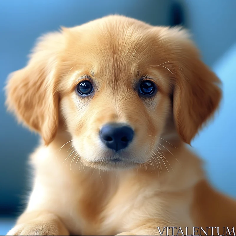 Cute Golden Retriever Puppy with Expressive Eyes AI Image