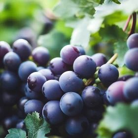Freshly Picked Grapes Still on Vine