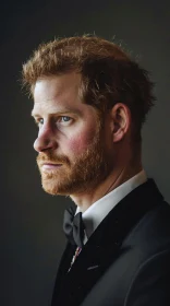 Portrait of Prince Harry in a Tuxedo