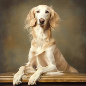 Poised Golden-Haired Dog Portrait