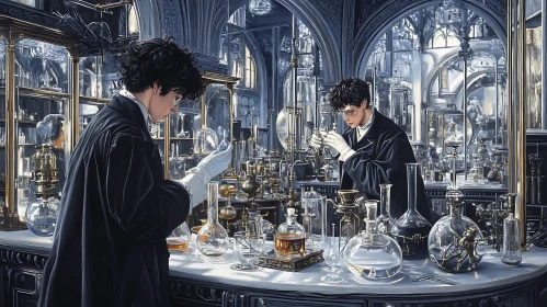 Vintage Laboratory with Scientists