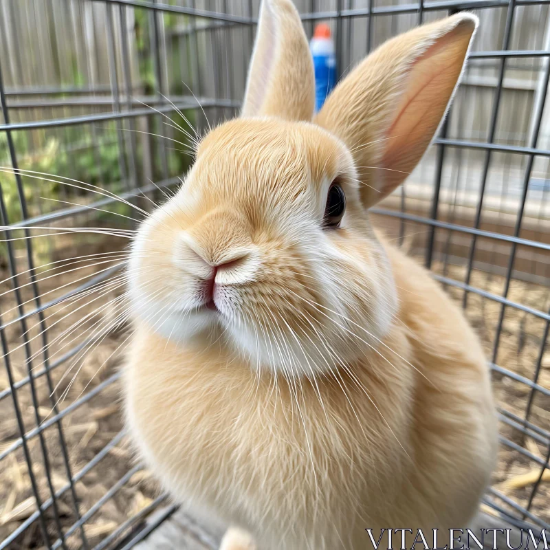 Golden Fur Bunny in Cage AI Image