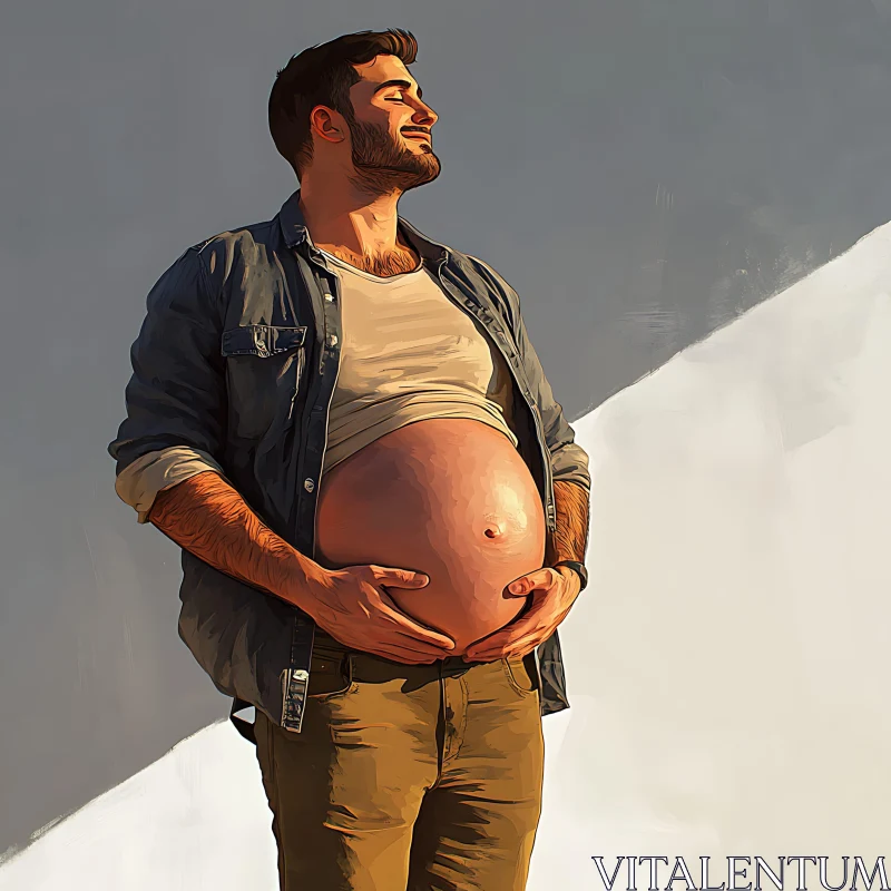 Man Embracing Pregnancy AI Image