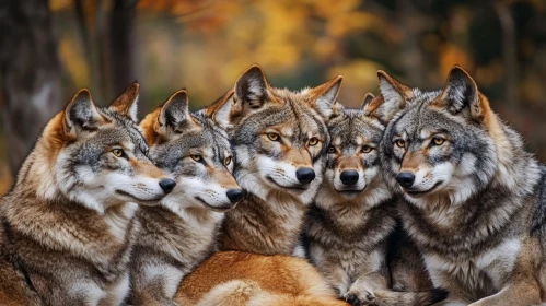 Five Wolves Together