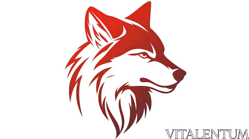 Crimson Wolf Profile Illustration AI Image