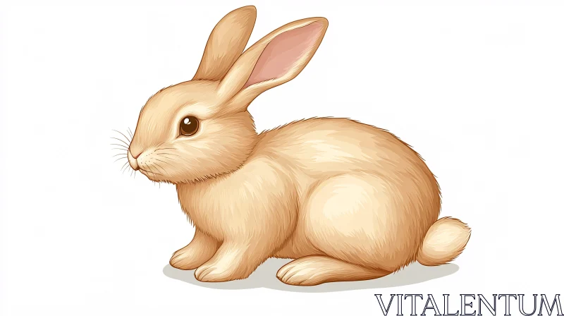 AI ART Charming Light Brown Rabbit on White Background