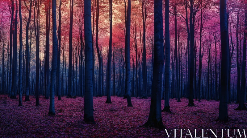 AI ART Majestic Sunset in a Colorful Forest