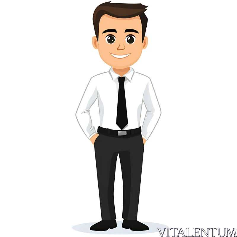 AI ART Smiling Cartoon Businessman