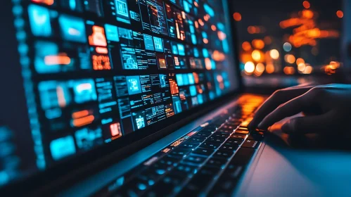 Laptop Screen with Data Code