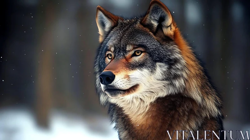 AI ART Winter Wolf Close-Up