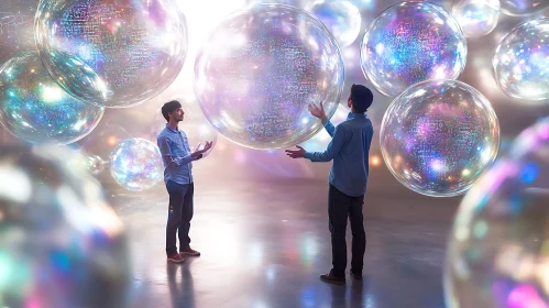 Surreal Bubbles Art: Interaction of Light and People