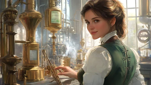 Woman Scientist in Old Laboratory