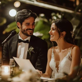 Bride and Groom Share a Loving Glance