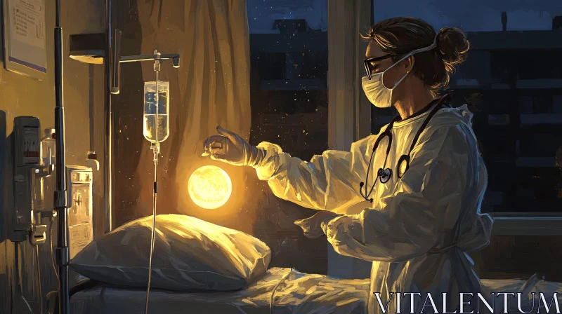 AI ART Hospital Room Scene with Attentive Doctor