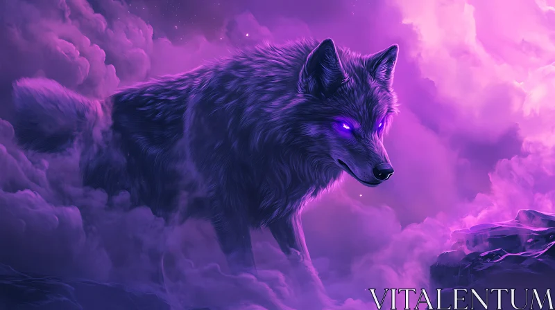 AI ART Ethereal Wolf with Glowing Eyes