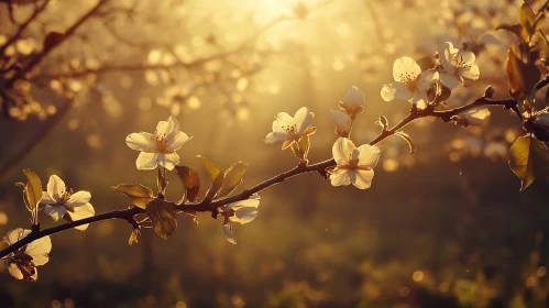 Spring Blossoms in Warm Sunlight