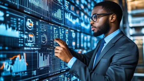 Man Analyzing Data Wall