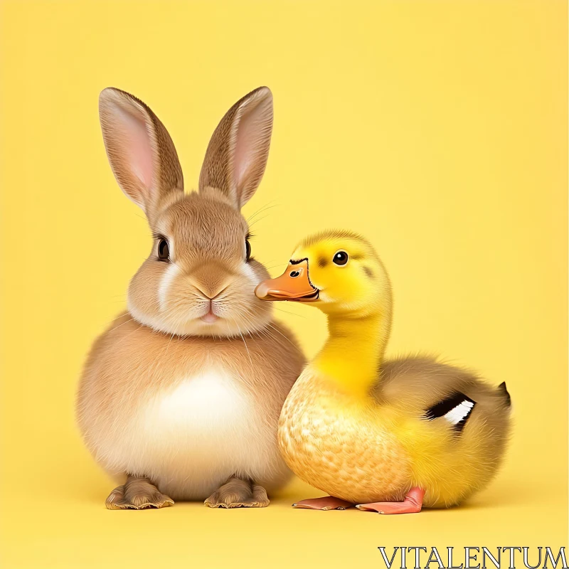 AI ART Rabbit and Duckling Together