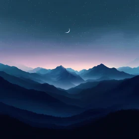 Starry Night Mountain Landscape