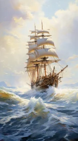 Majestic Ocean Voyage with Sailing Ship