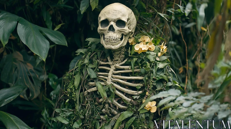 AI ART Floral Skeleton in the Wild