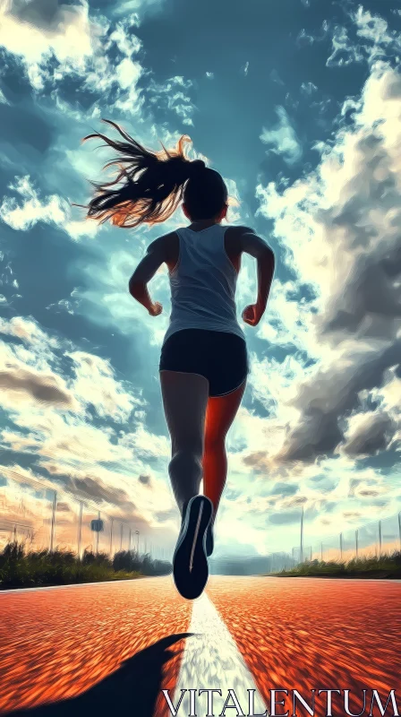 AI ART Inspiring Image of a Runner on a Scenic Track