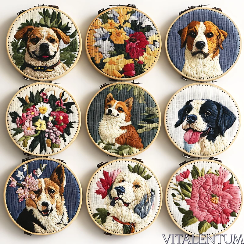 AI ART Intricate Dog Breed Embroidery Art