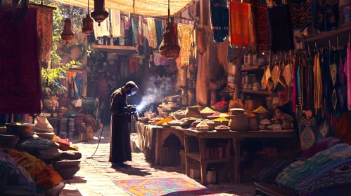 Craftsman Welding in a Colorful Bazaar