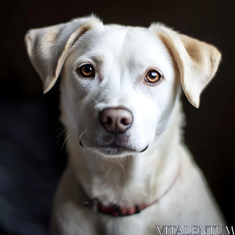 Expressive White Dog Portrait with Brown Eyes AI Image