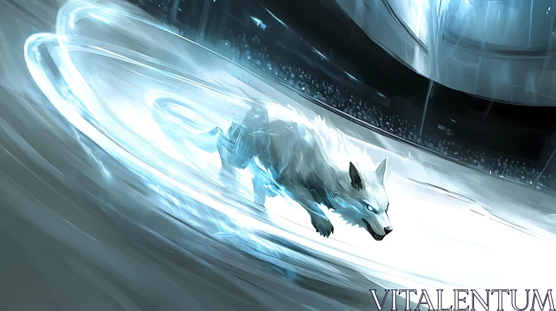 Ethereal Wolf Run Digital Art AI Image