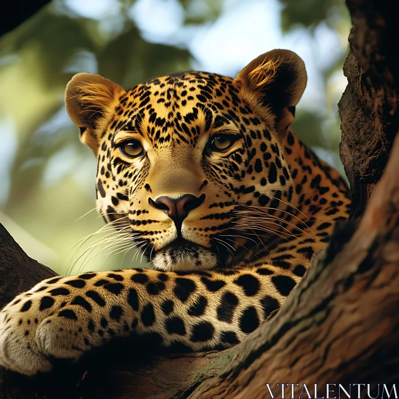 Resting Leopard in Tree AI Image