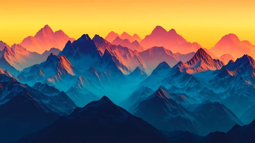 Layered Mountains in Warm Light