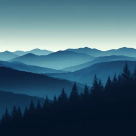 Peaceful Blue Mountains and Forest View