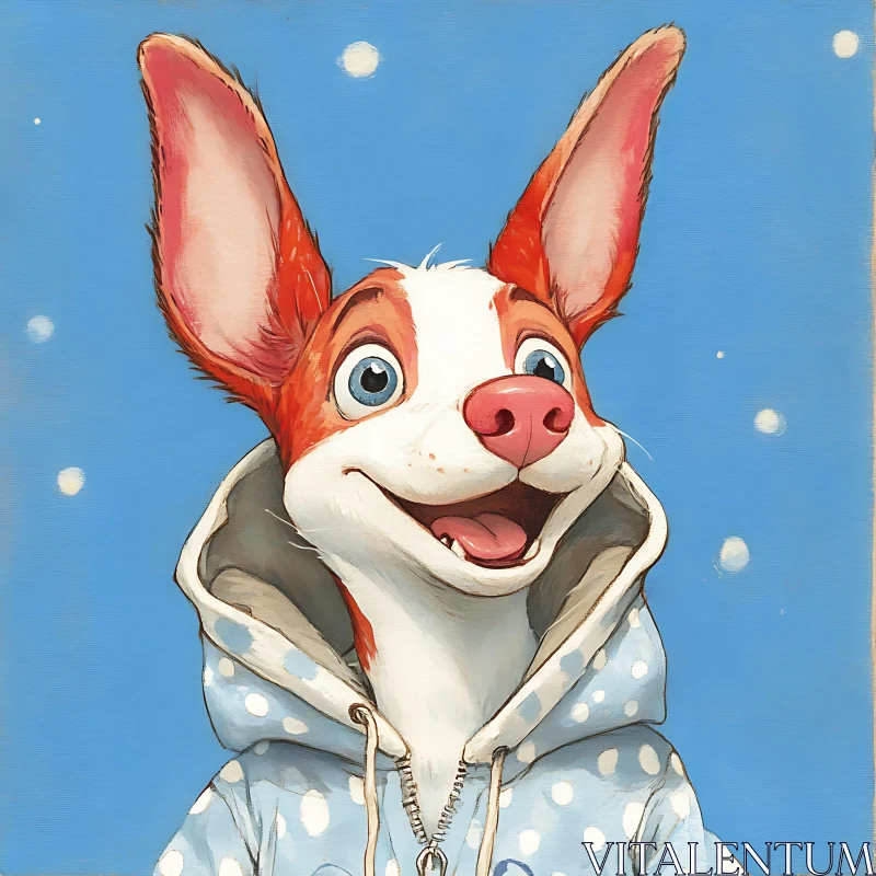 Happy Dog Character in Hooded Sweatshirt AI Image