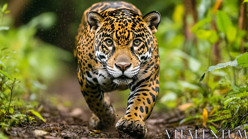 Stealthy Jaguar Approaching in the Wild AI Image