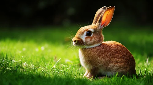Rabbit Portrait on Green Grass