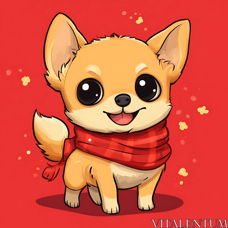 Adorable Puppy in Illustration Art AI Image