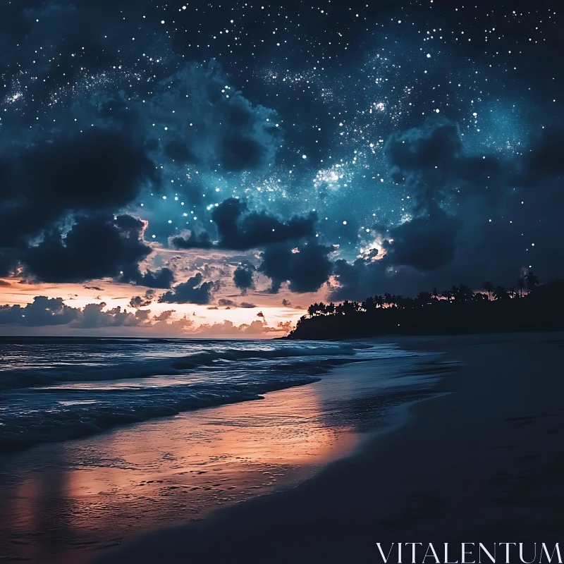 Starry Night Seascape Serenity AI Image