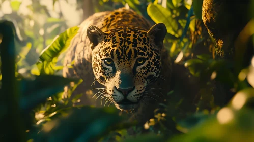 Jungle Predator: Jaguar in Greenery