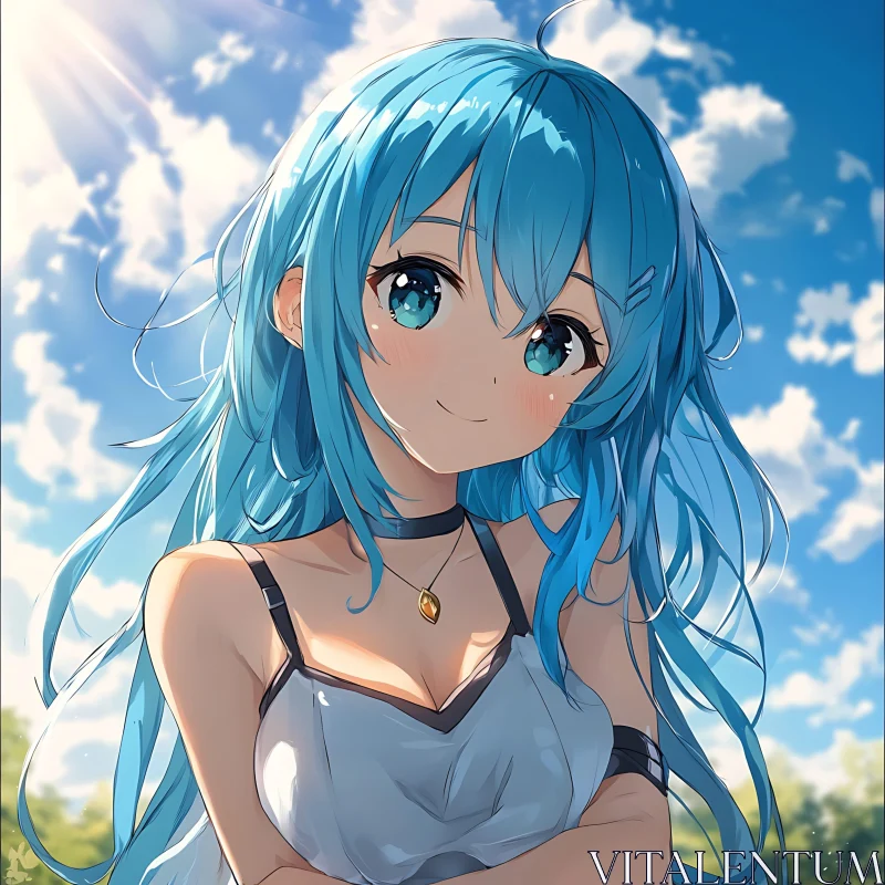 Charming Anime Girl in Bright Sunlight AI Image