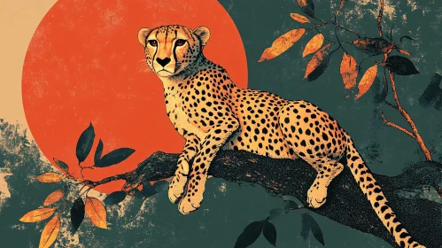 Wild Cheetah Resting at Sunset